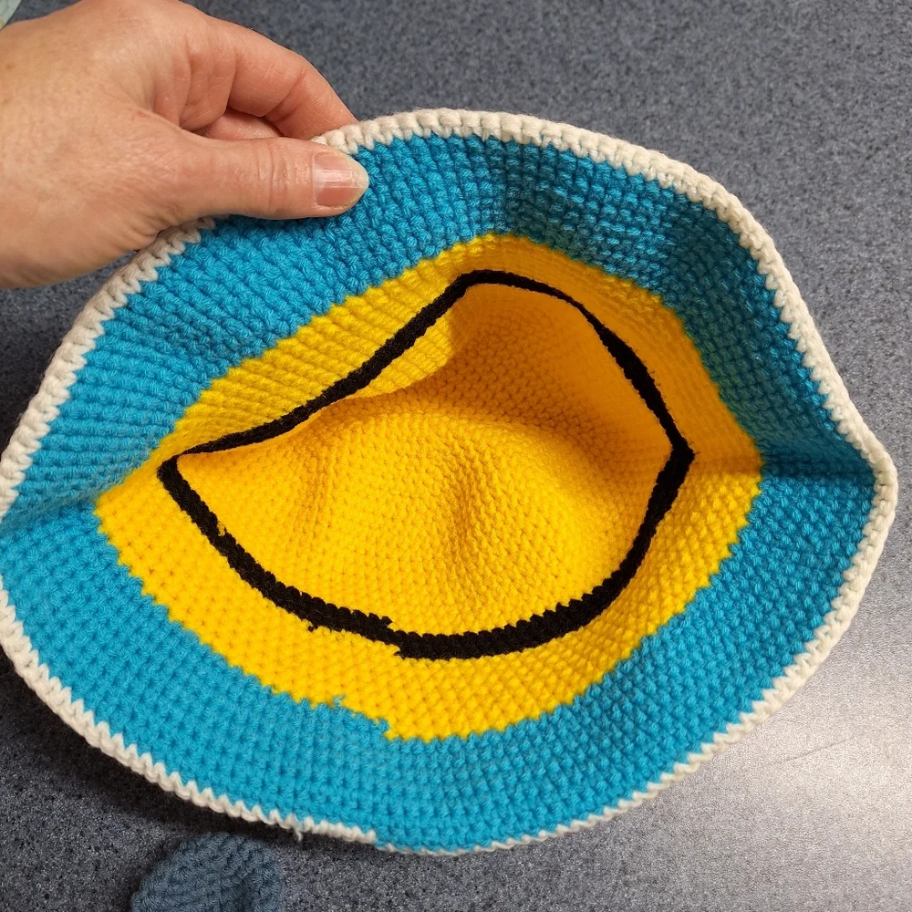 Hand Crocheted Bear & Minion Bucket Hats, Large, NWOT